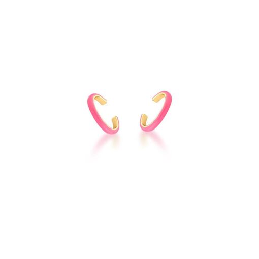 PIERCING DE ORELHA ESMALTADO HOT PINK BANHADO A OURO