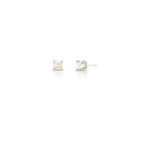 BRINCO PEDRA QUADRADA MOISSANITE 5MM PRATA RODINADA