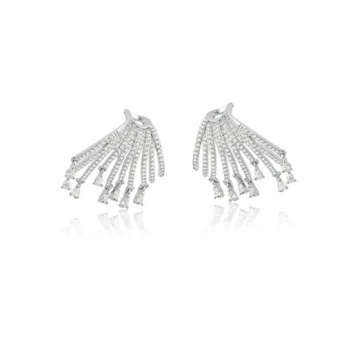 BRINCO EAR HOOK COM ZIRCÔNIAS BRANCAS BANHADO A RÓDIO
