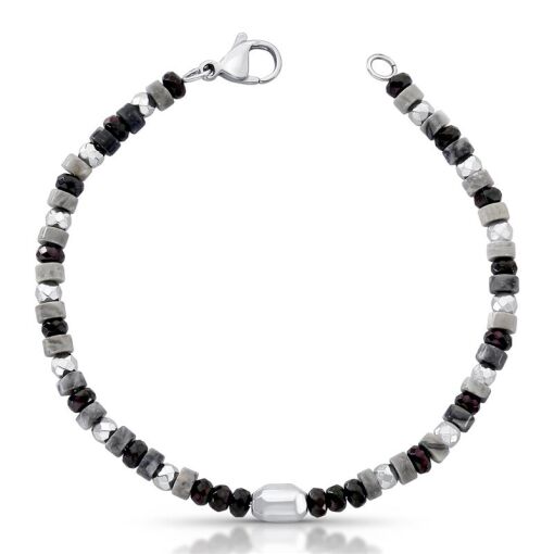 PULSEIRA INTERCALADA COM PEDRAS EM AÇO
