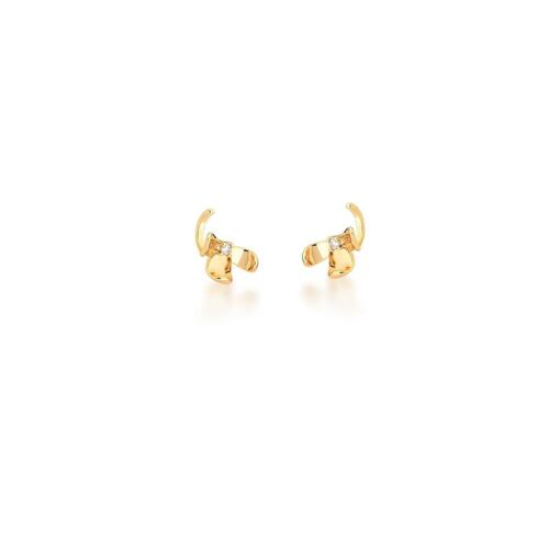 PIERCING DE ORELHA DE FLOR COM ZIRCÔNIAS BRANCAS BANHADO A OURO